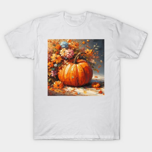 Pumpkin with Flowers T-Shirt by roxanegabriel